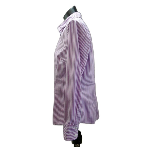 Willow Bay Lavender White Blue Striped Button-Front Shirt - Women's L 14-16 - Picture 4 of 6